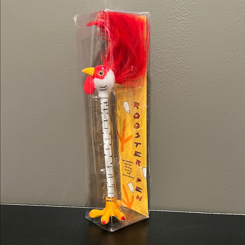 Rooster Pen with Red and White Design
